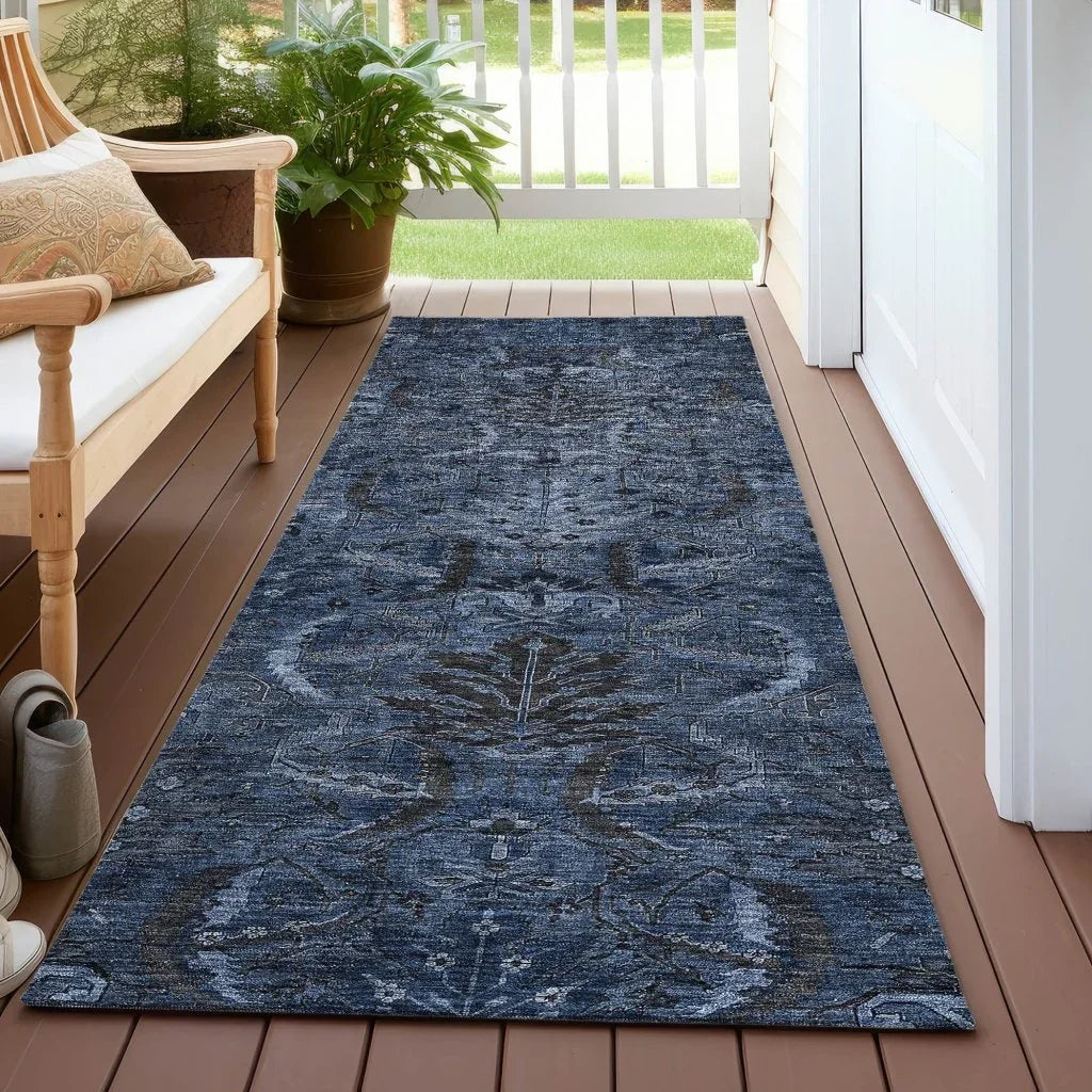 Rustica Blue Washable Indoor-Outdoor Rug-Outdoor Rugs-LOOMLAN Rugs-LOOMLAN