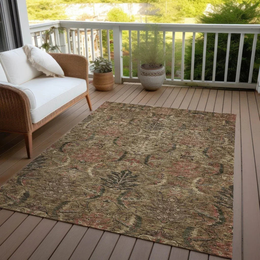 Rustica Brown Washable Indoor-Outdoor Rug-Outdoor Rugs-LOOMLAN Rugs-LOOMLAN