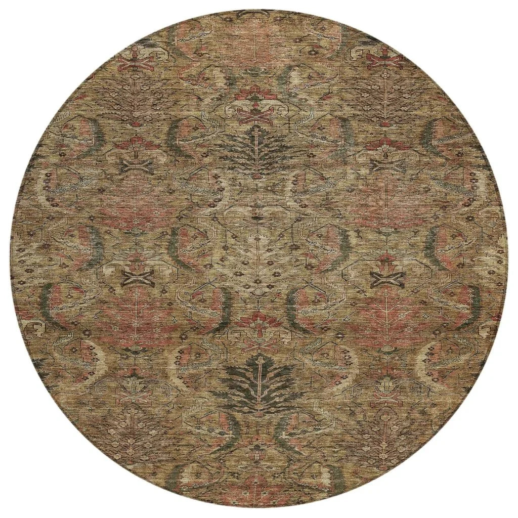 Rustica Brown Washable Indoor-Outdoor Rug-Outdoor Rugs-LOOMLAN Rugs-8' x 8'-LOOMLAN