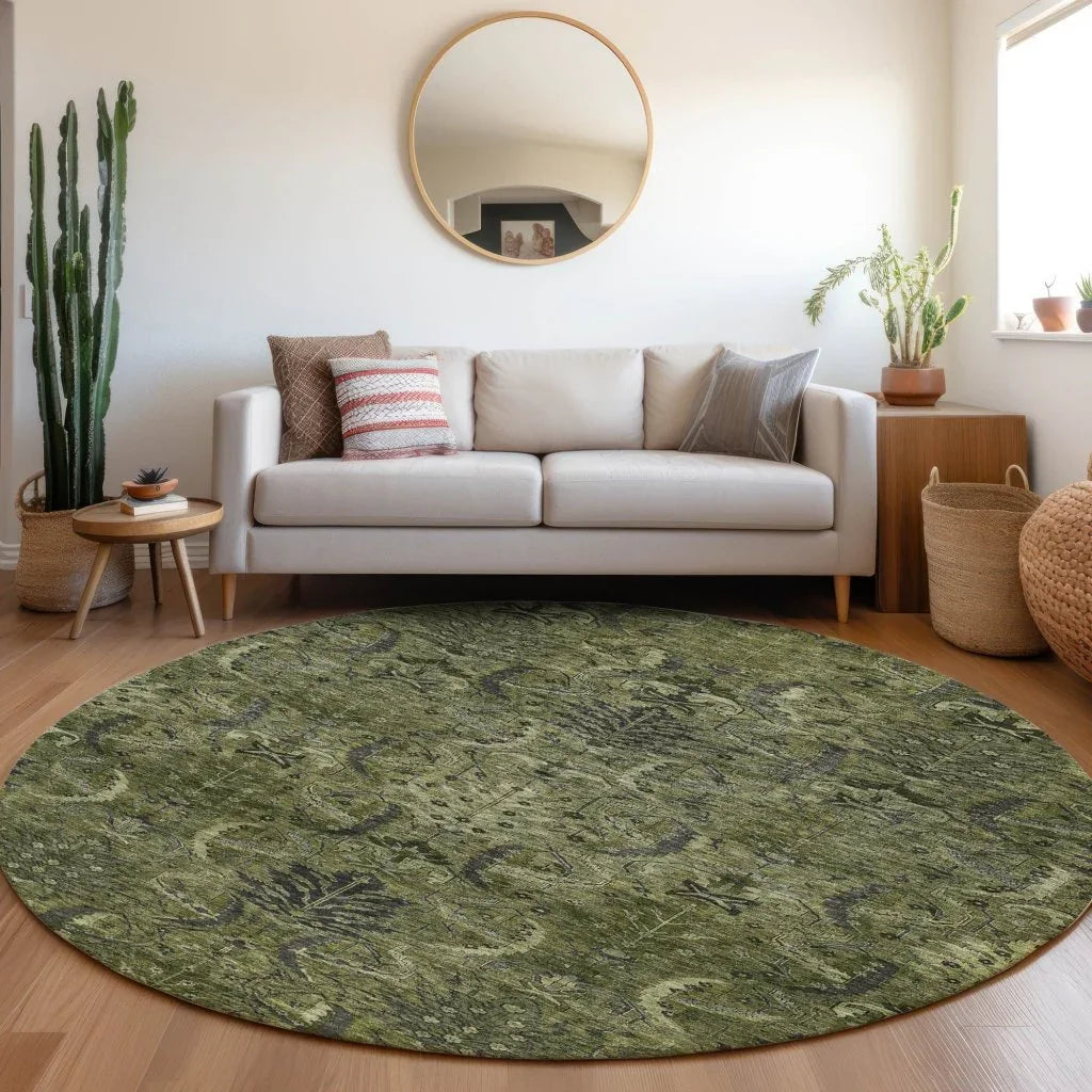 Rustica Green Washable Indoor-Outdoor Rug-Outdoor Rugs-LOOMLAN Rugs-LOOMLAN