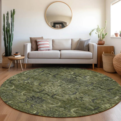Rustica Green Washable Indoor-Outdoor Rug-Outdoor Rugs-LOOMLAN Rugs-LOOMLAN