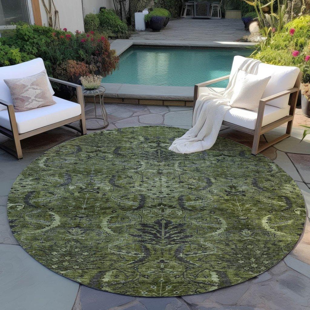 Rustica Green Washable Indoor-Outdoor Rug-Outdoor Rugs-LOOMLAN Rugs-LOOMLAN