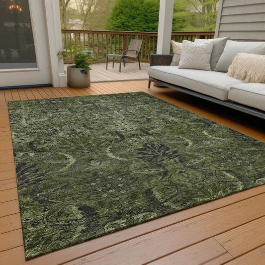 Rustica Green Washable Indoor-Outdoor Rug-Outdoor Rugs-LOOMLAN Rugs-LOOMLAN