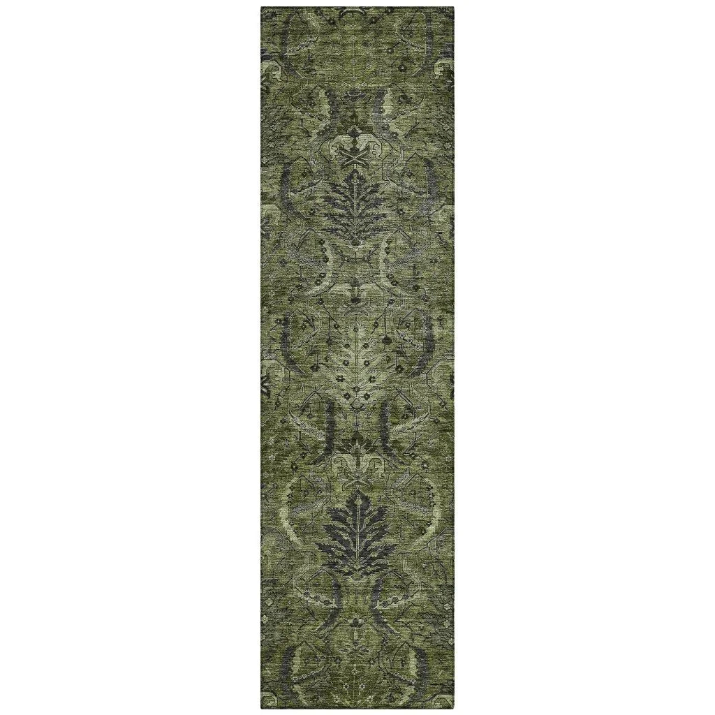 Rustica Green Washable Indoor-Outdoor Rug-Outdoor Rugs-LOOMLAN Rugs-2'3" x 7'6"-LOOMLAN