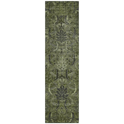 Rustica Green Washable Indoor-Outdoor Rug-Outdoor Rugs-LOOMLAN Rugs-2'3" x 7'6"-LOOMLAN