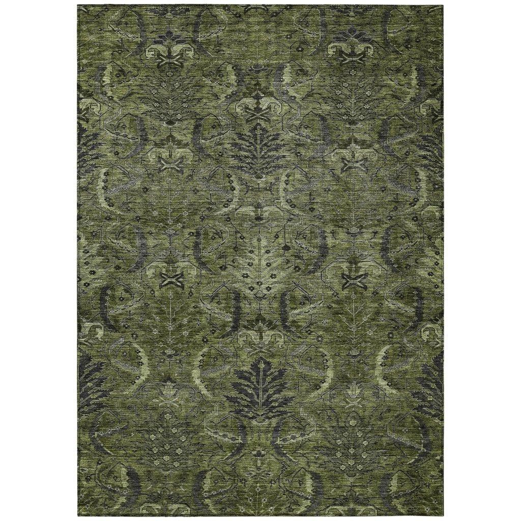 Rustica Green Washable Indoor-Outdoor Rug-Outdoor Rugs-LOOMLAN Rugs-2'6" x 3'10"-LOOMLAN