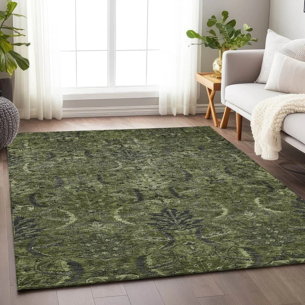 Rustica Green Washable Indoor-Outdoor Rug-Outdoor Rugs-LOOMLAN Rugs-LOOMLAN
