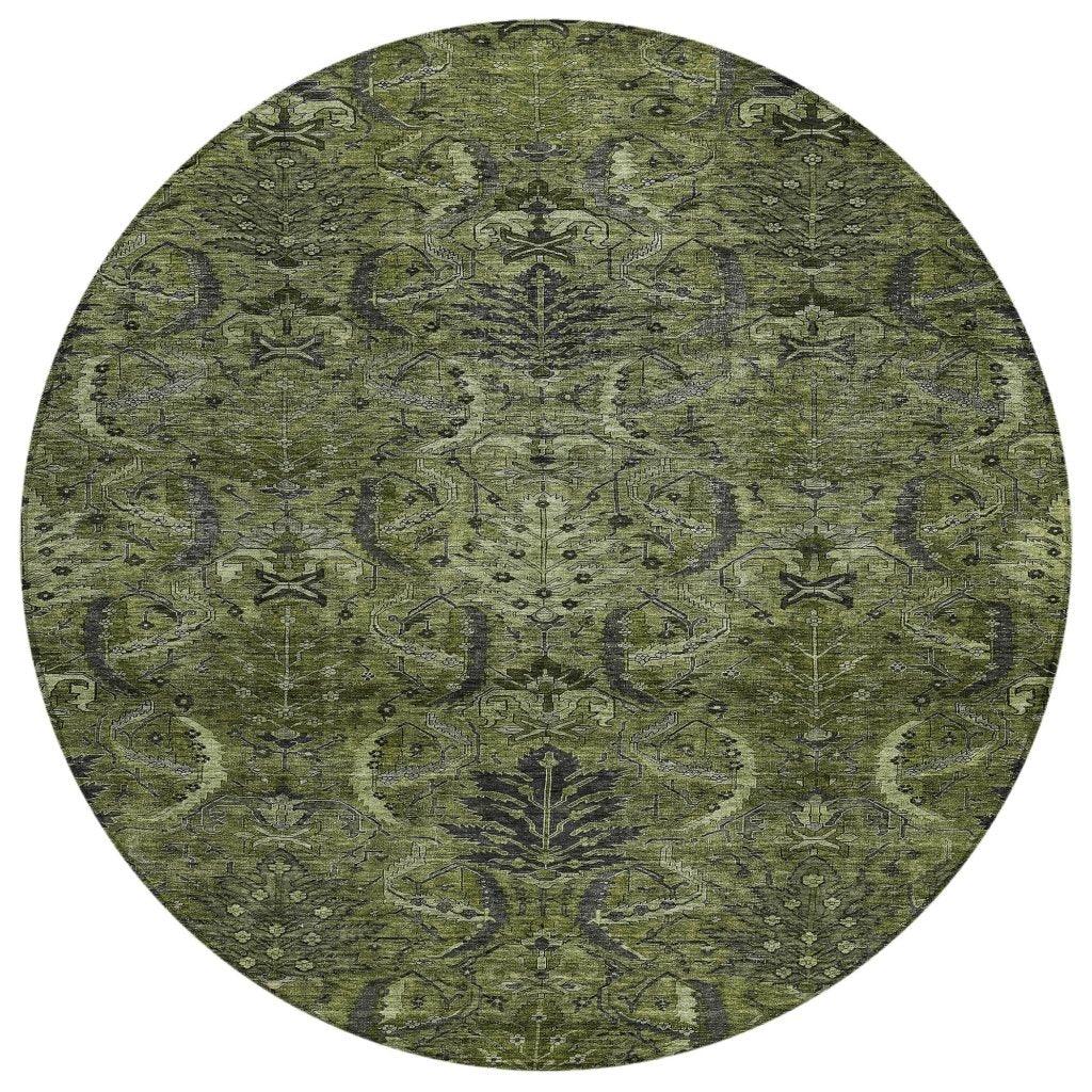 Rustica Green Washable Indoor-Outdoor Rug-Outdoor Rugs-LOOMLAN Rugs-8' x 8'-LOOMLAN