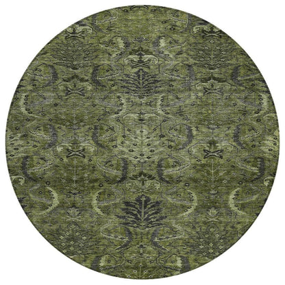 Rustica Green Washable Indoor-Outdoor Rug-Outdoor Rugs-LOOMLAN Rugs-8' x 8'-LOOMLAN