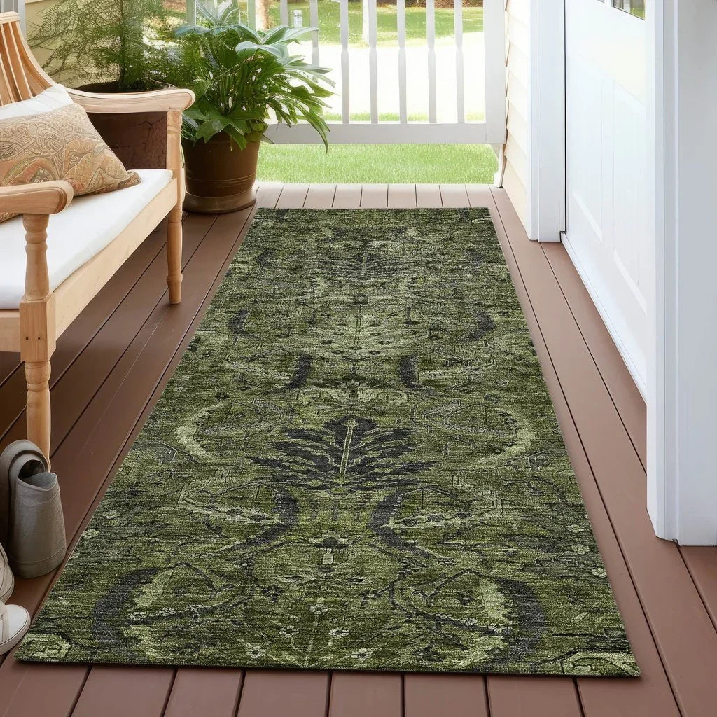 Rustica Green Washable Indoor-Outdoor Rug-Outdoor Rugs-LOOMLAN Rugs-LOOMLAN