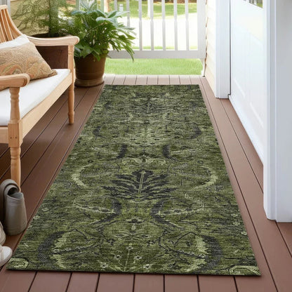 Rustica Green Washable Indoor-Outdoor Rug-Outdoor Rugs-LOOMLAN Rugs-LOOMLAN
