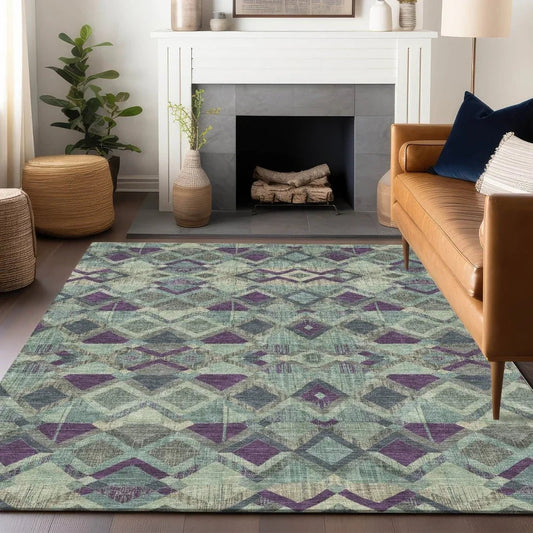 Rustira Blue Washable Indoor - Outdoor Rug - LOOMLAN - LOOMLAN Rugs - Outdoor Rugs