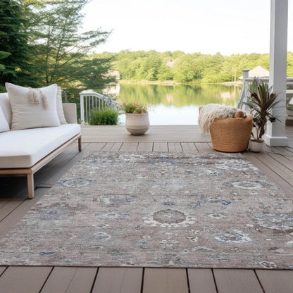 Ruvina Brown Washable Indoor - Outdoor Rug - LOOMLAN - LOOMLAN Rugs - Outdoor Rugs