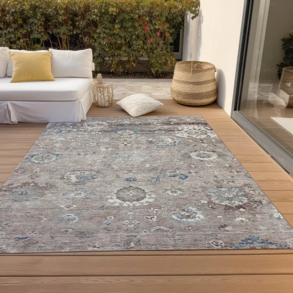 Ruvina Brown Washable Indoor - Outdoor Rug - LOOMLAN - LOOMLAN Rugs - Outdoor Rugs