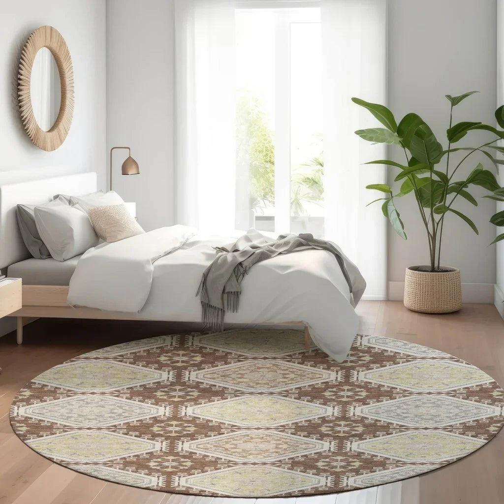 Sabella Brown Washable Indoor - Outdoor Rug - LOOMLAN - LOOMLAN Rugs - Outdoor Rugs