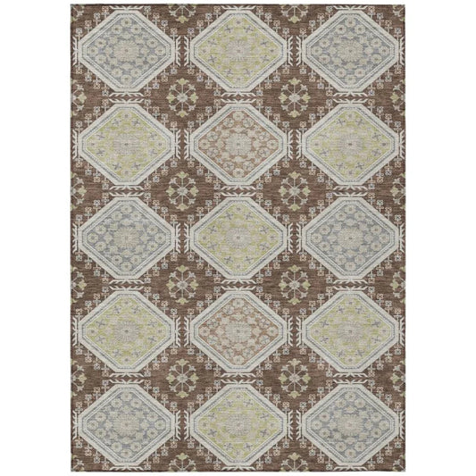 Sabella Brown Washable Indoor - Outdoor Rug - LOOMLAN - LOOMLAN Rugs - Outdoor Rugs
