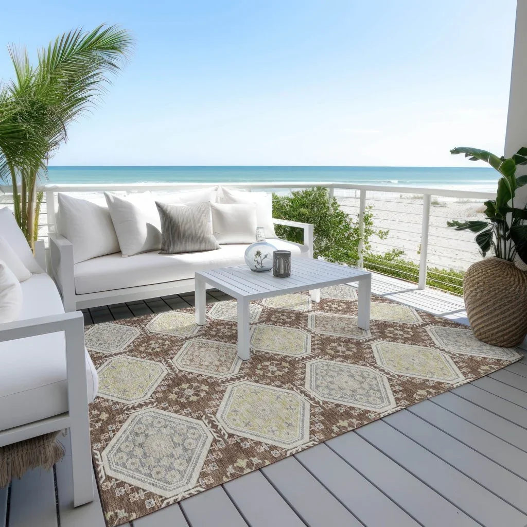 Sabella Brown Washable Indoor - Outdoor Rug - LOOMLAN - LOOMLAN Rugs - Outdoor Rugs