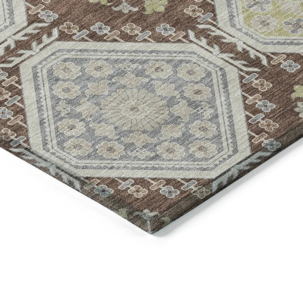 Sabella Brown Washable Indoor - Outdoor Rug - LOOMLAN - LOOMLAN Rugs - Outdoor Rugs