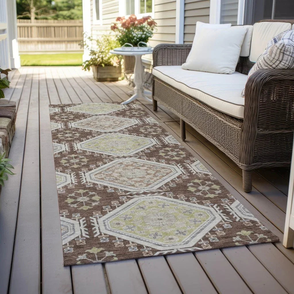 Sabella Brown Washable Indoor - Outdoor Rug - LOOMLAN - LOOMLAN Rugs - Outdoor Rugs