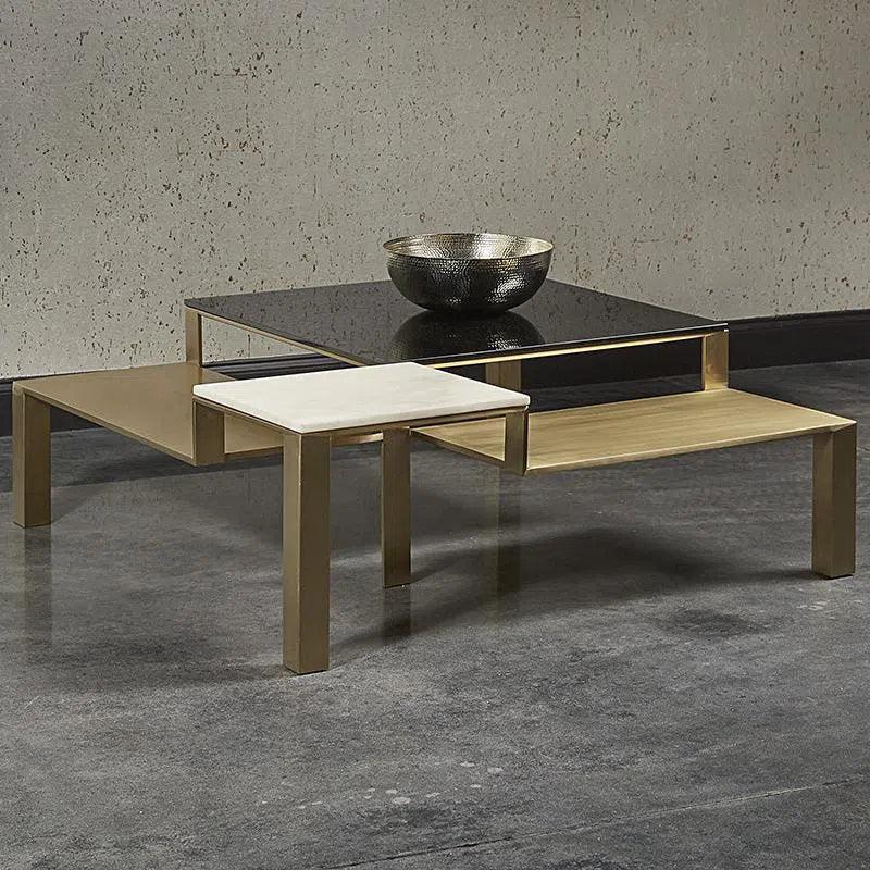Saber Coffee Table With Marble & Gold Finish - LOOMLAN - SUNPAN - Coffee Tables