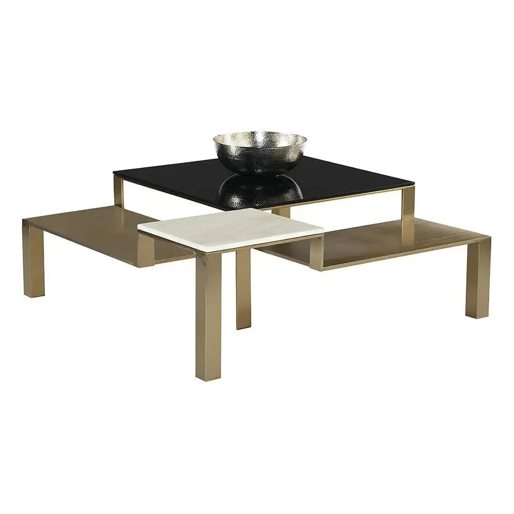 Saber Coffee Table With Marble & Gold Finish - LOOMLAN - SUNPAN - Coffee Tables