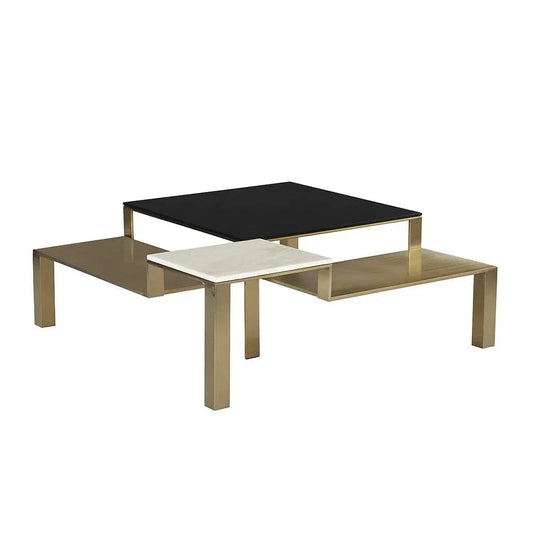 Saber Coffee Table With Marble & Gold Finish - LOOMLAN - SUNPAN - Coffee Tables