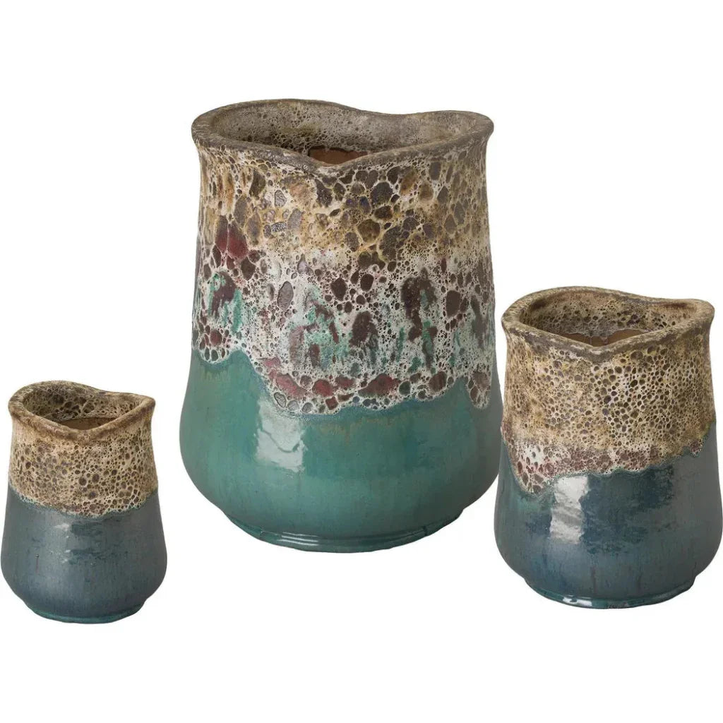 Sack Reef Teal Ceramic Planter - LOOMLAN - Emissary - Planters