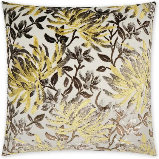 Sadah Floral Yellow Brown Large Throw Pillow Insert - LOOMLAN - D.V. Kap - Throw Pillows