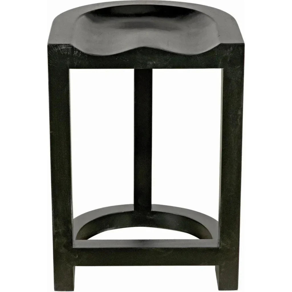 Saddle Wood Black Counter Stool - LOOMLAN - Noir - Counter Stools