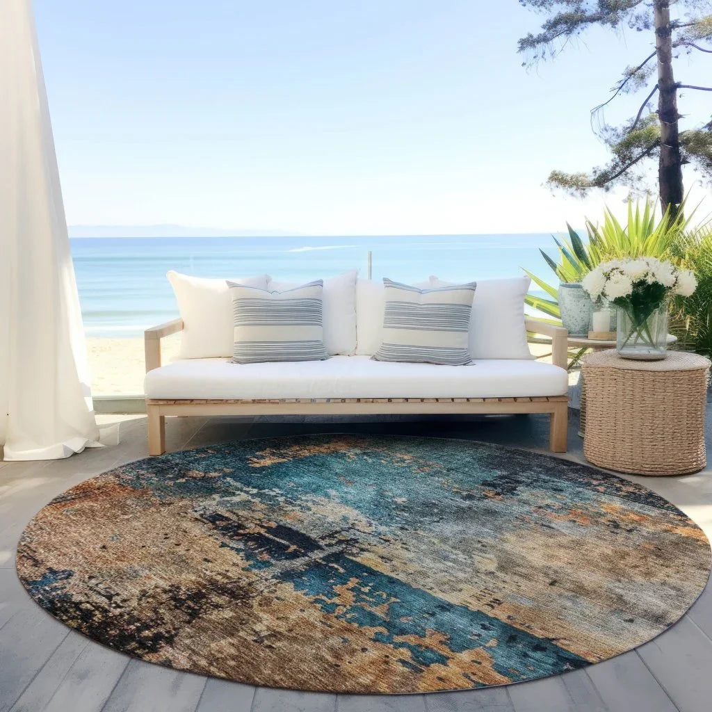 Sadeeya Teal Washable Indoor - Outdoor Rug - LOOMLAN - LOOMLAN Rugs - Outdoor Rugs