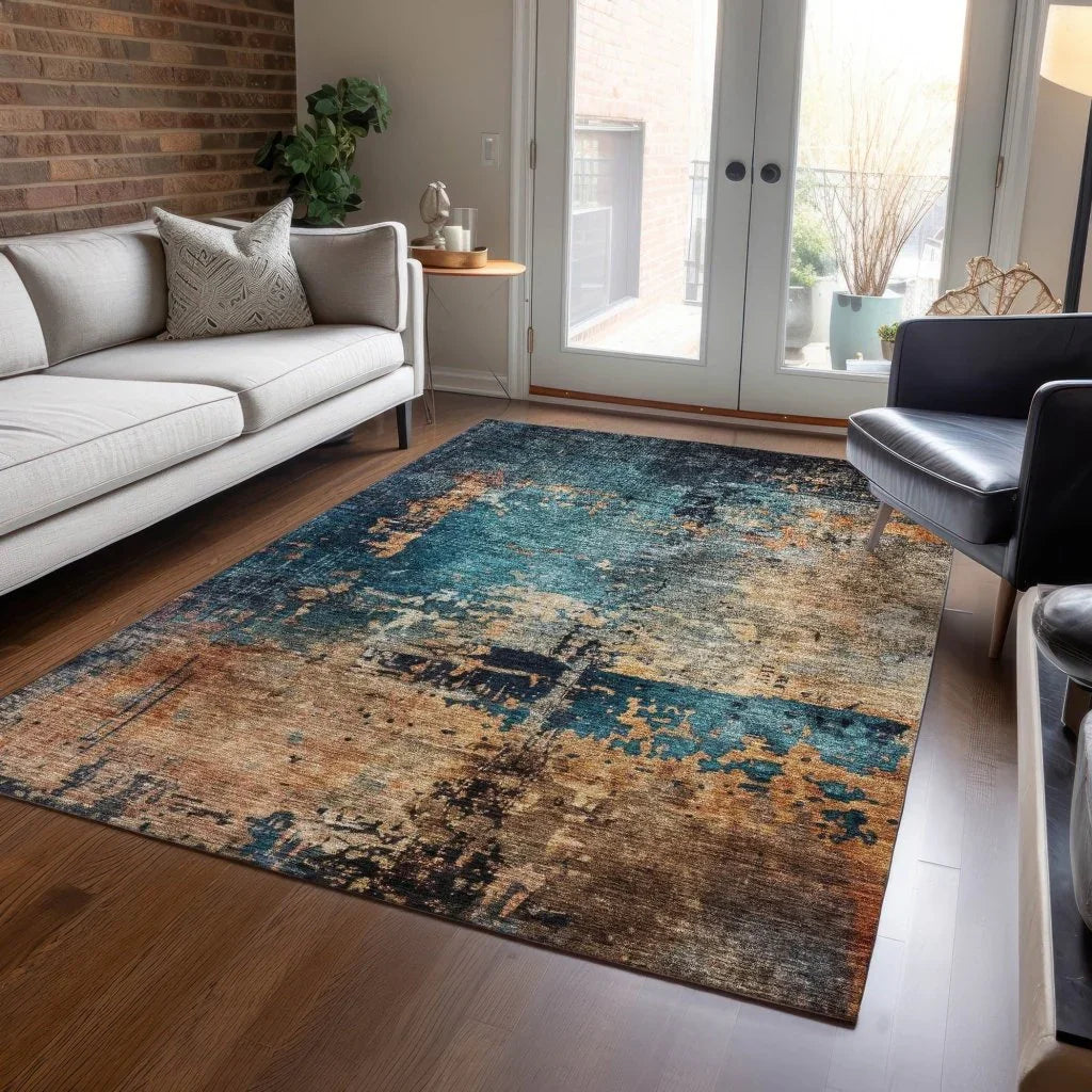 Sadeeya Teal Washable Indoor - Outdoor Rug - LOOMLAN - LOOMLAN Rugs - Outdoor Rugs