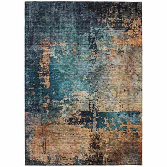 Sadeeya Teal Washable Indoor - Outdoor Rug - LOOMLAN - LOOMLAN Rugs - Outdoor Rugs