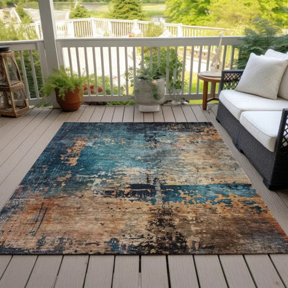 Sadeeya Teal Washable Indoor - Outdoor Rug - LOOMLAN - LOOMLAN Rugs - Outdoor Rugs
