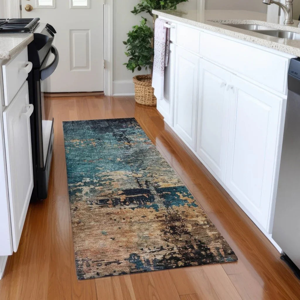 Sadeeya Teal Washable Indoor - Outdoor Rug - LOOMLAN - LOOMLAN Rugs - Outdoor Rugs