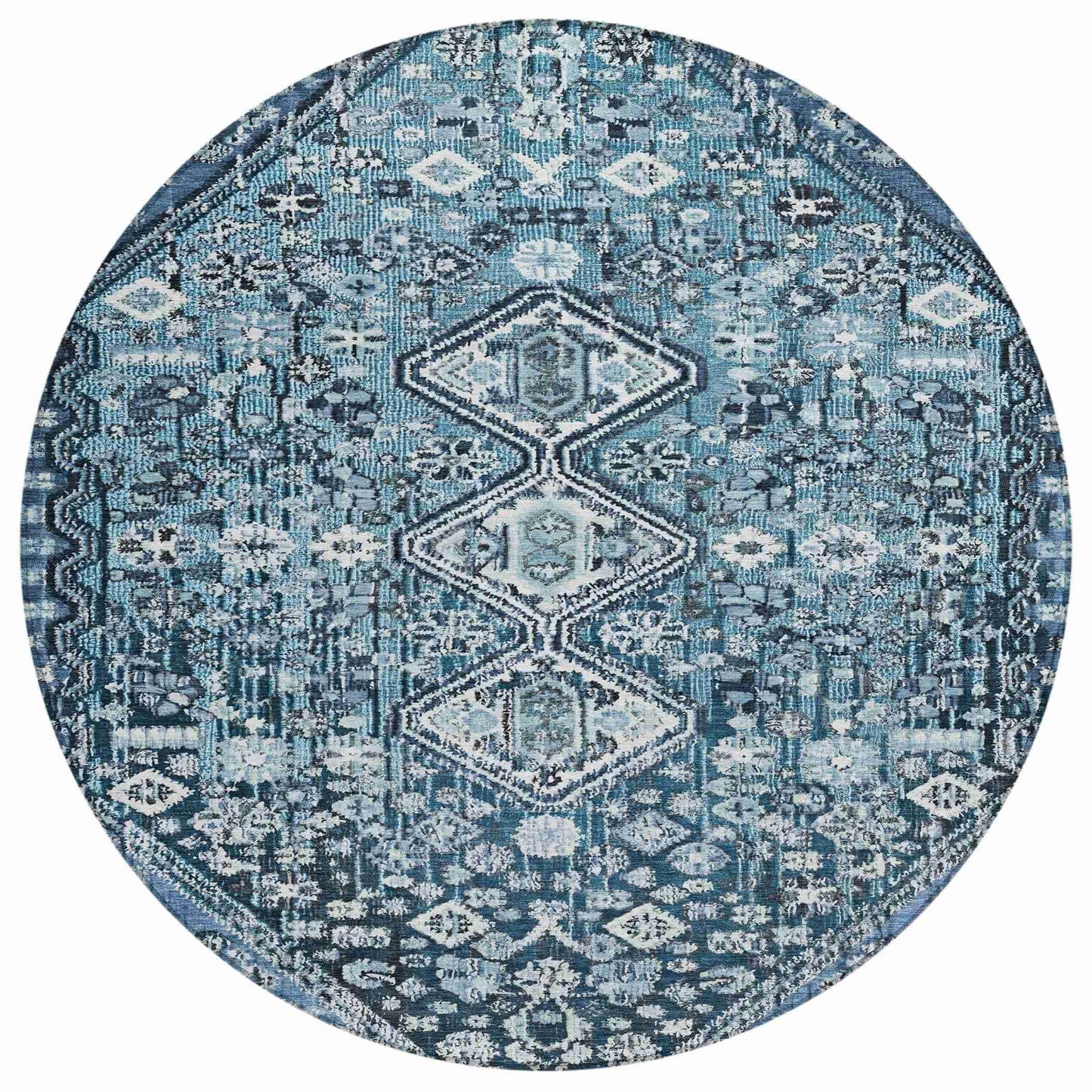 Saelain Blue Washable Indoor-Outdoor Rug