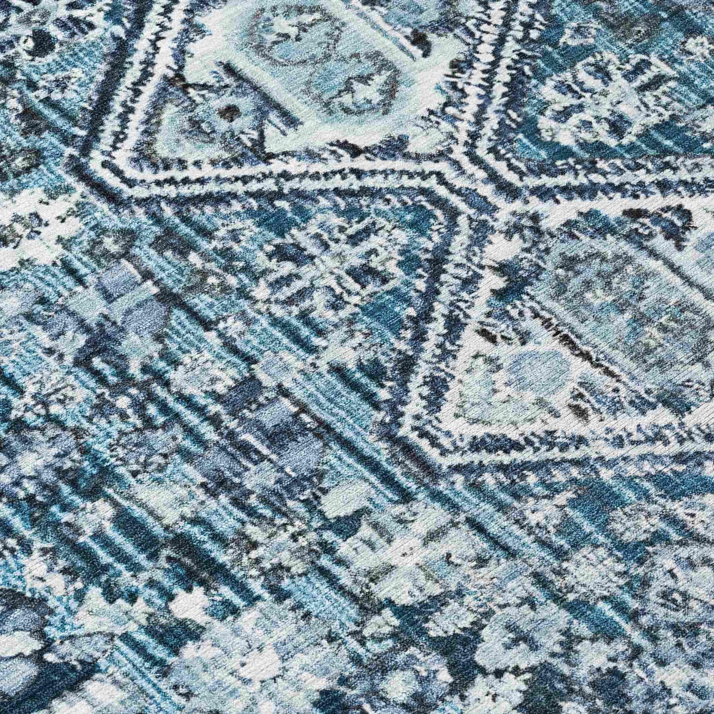 Saelain Blue Washable Indoor-Outdoor Rug