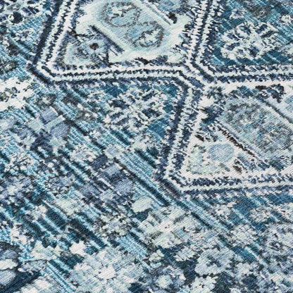 Saelain Blue Washable Indoor-Outdoor Rug