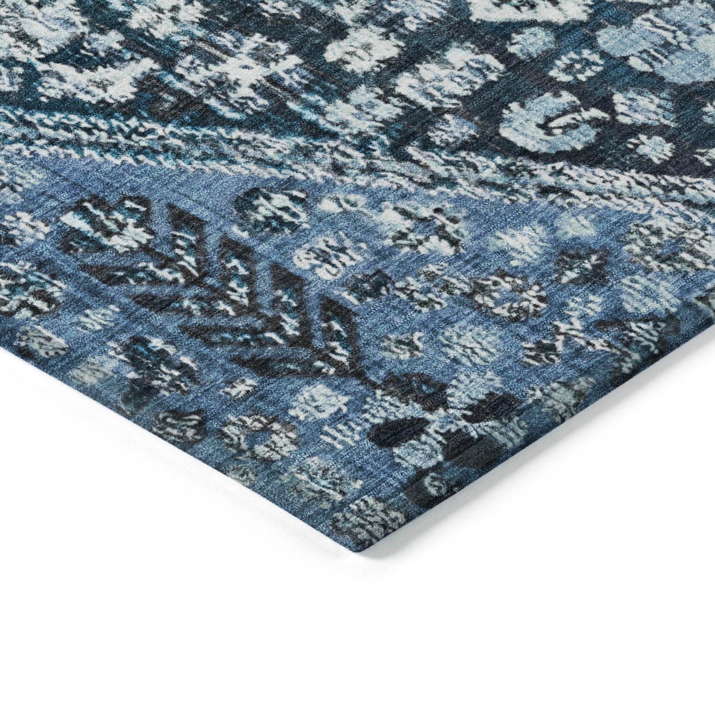 Saelain Blue Washable Indoor-Outdoor Rug