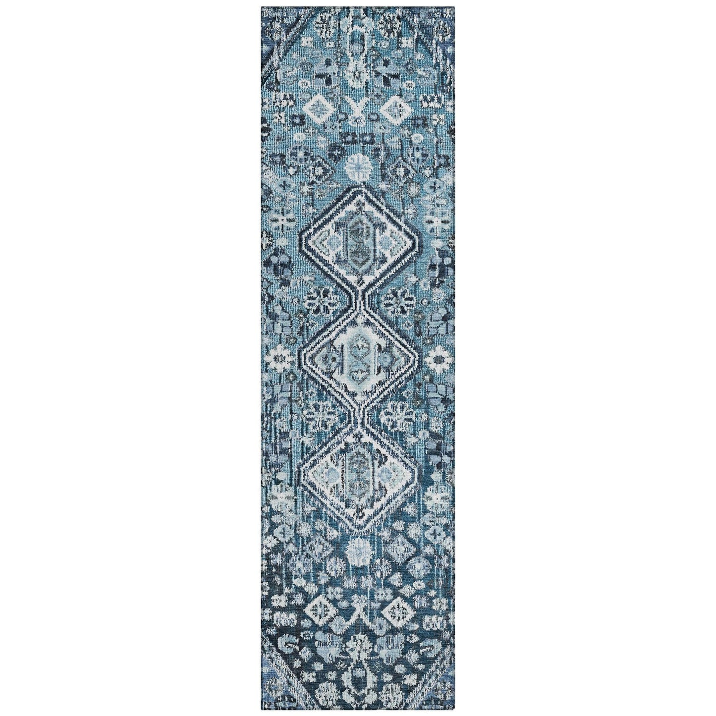 Saelain Blue Washable Indoor-Outdoor Rug