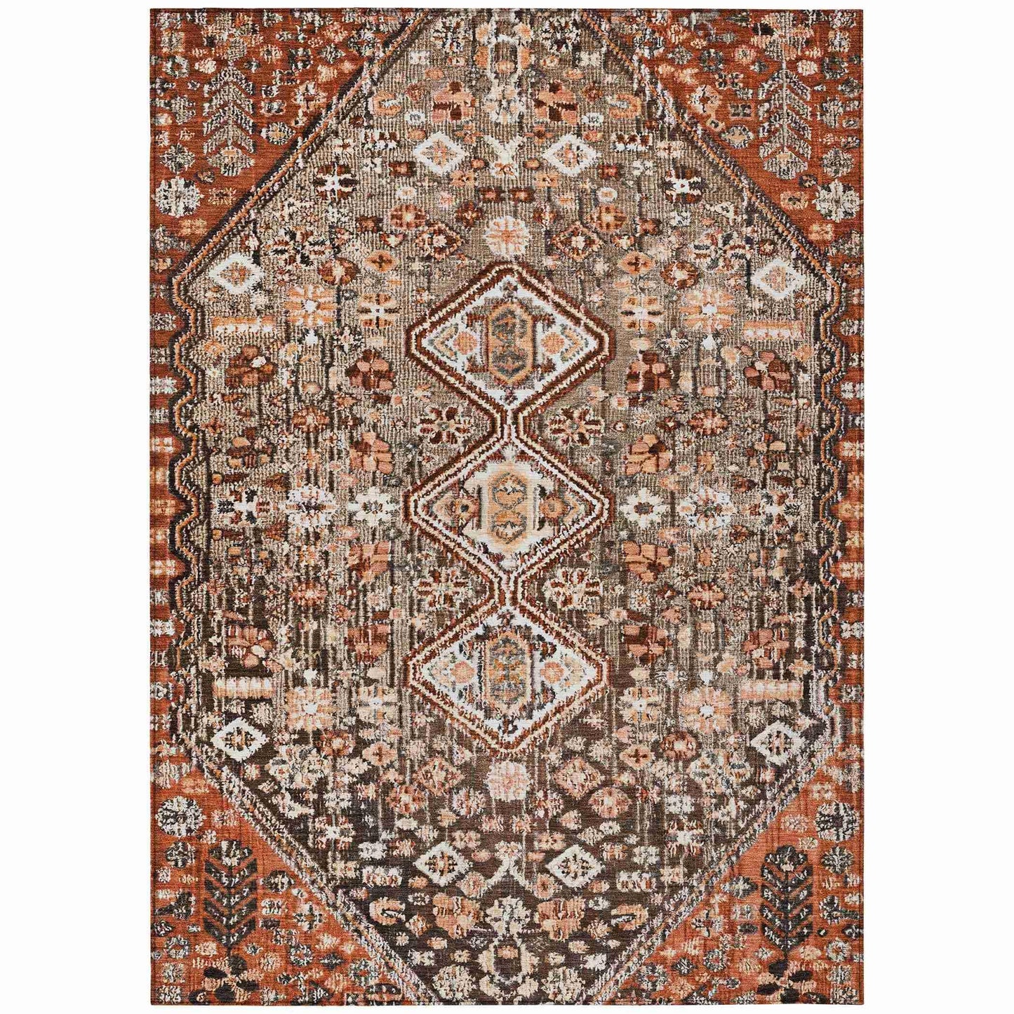 Saelain Brown Washable Indoor-Outdoor Rug