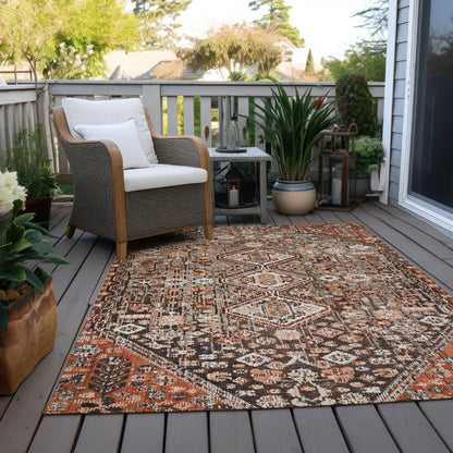 Saelain Brown Washable Indoor-Outdoor Rug