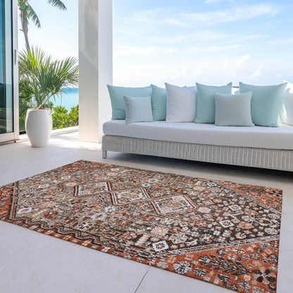 Saelain Brown Washable Indoor-Outdoor Rug