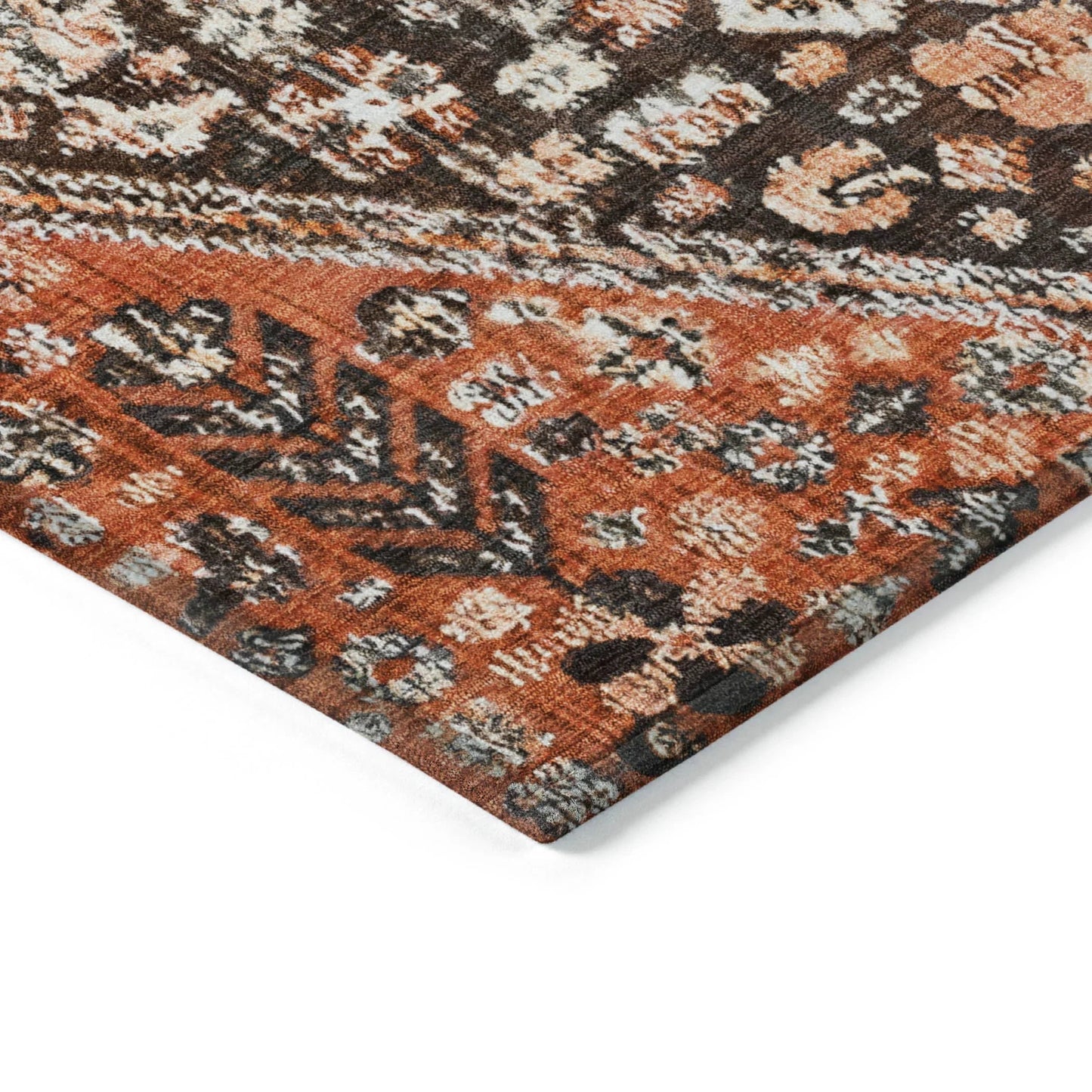 Saelain Brown Washable Indoor-Outdoor Rug
