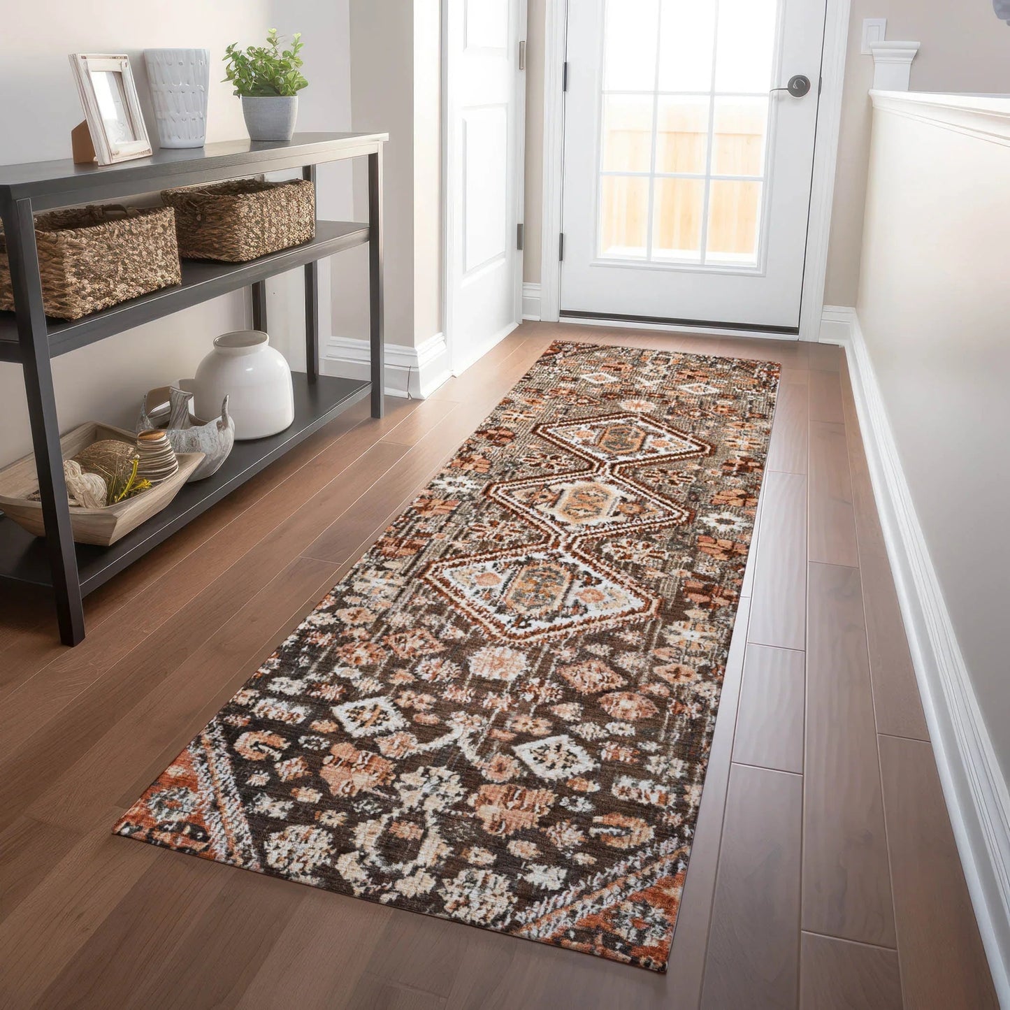 Saelain Brown Washable Indoor-Outdoor Rug