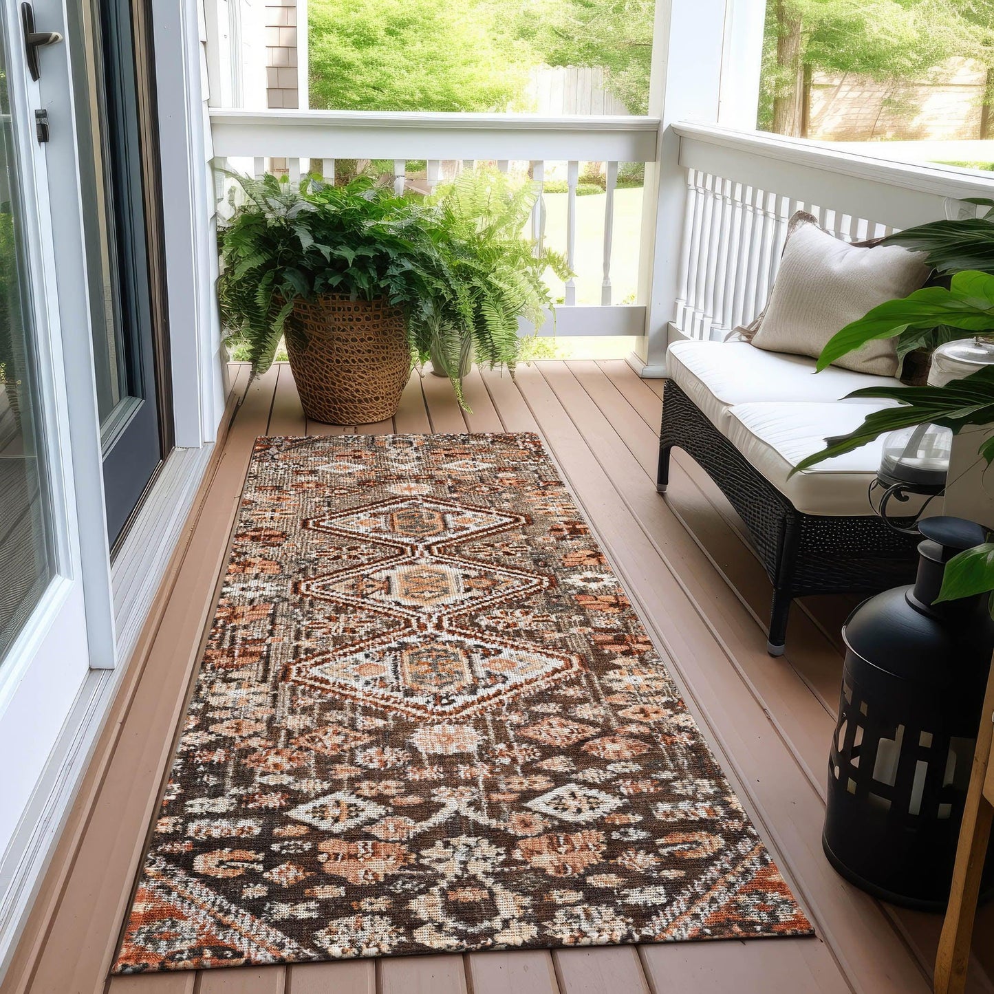 Saelain Brown Washable Indoor-Outdoor Rug