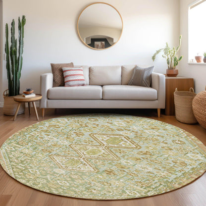 Saelain Green Washable Indoor-Outdoor Rug