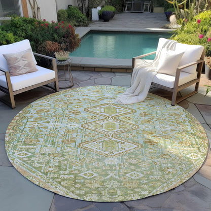 Saelain Green Washable Indoor-Outdoor Rug