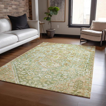 Saelain Green Washable Indoor-Outdoor Rug