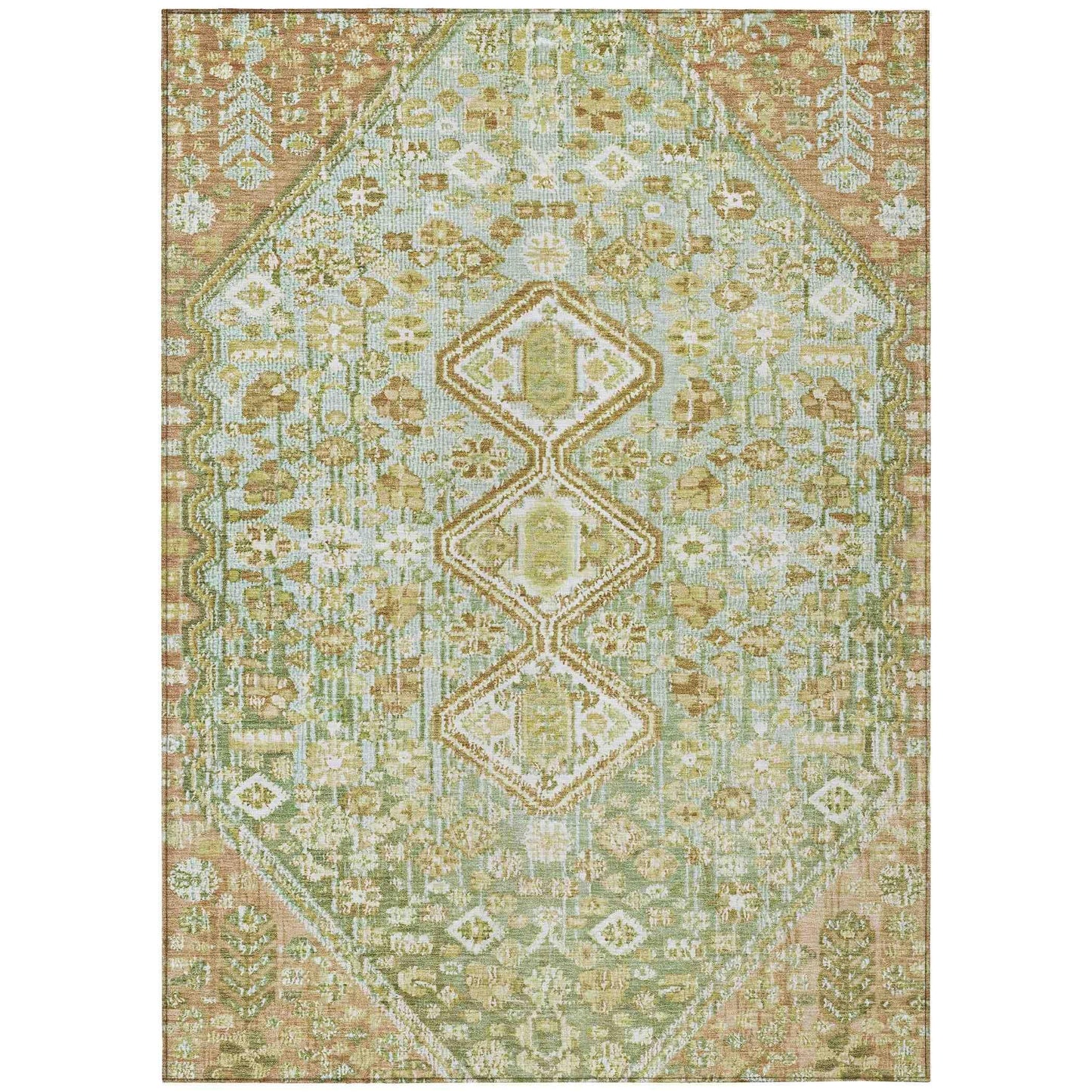Saelain Green Washable Indoor-Outdoor Rug
