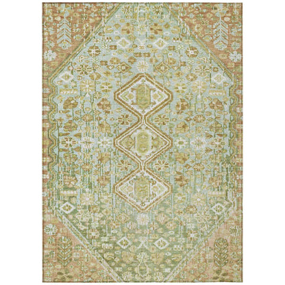 Saelain Green Washable Indoor-Outdoor Rug